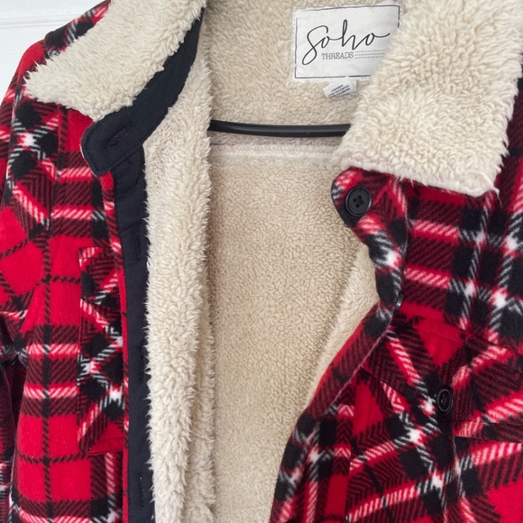 Soho Fleece checked Lined Coat - Picture 2 of 3